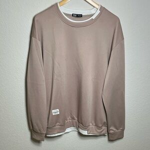 ROMWE Men's Beige Crewneck Sweater